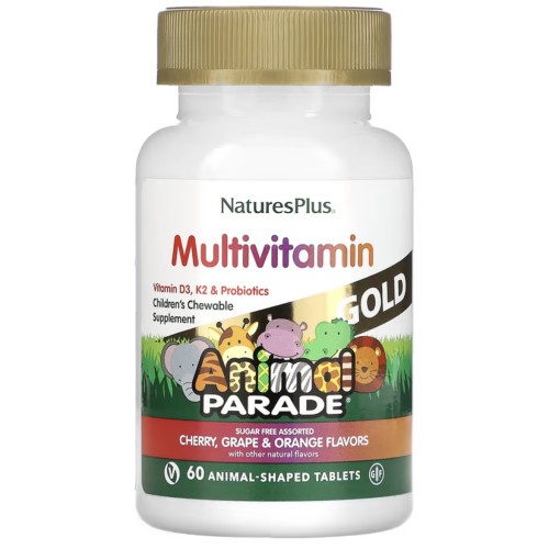 NaturesPlus, Source of Life, Animal Parade Gold, жевательные мультивитамины с микроэлементами для детей, ассорти, 60 таблеток в форме животных